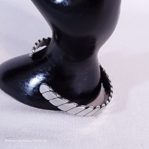 Silver Tone Twisted Cuff Bracelet - Picture 1 of 8